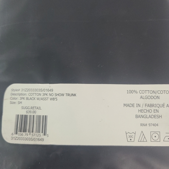 2XIST Men Sz S 100% Cotton Low Rise Trunk Brief 3-Pack Black Multicolor $39 - Picture 4 of 4